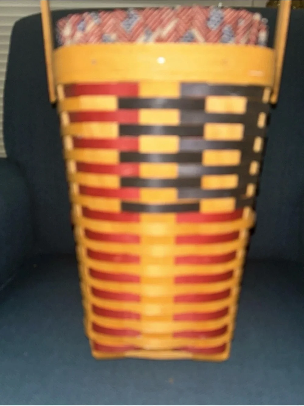 Longaberger 1998 Collectors Club 25th Anniversary Flag Basket Set Combo /2 Liner